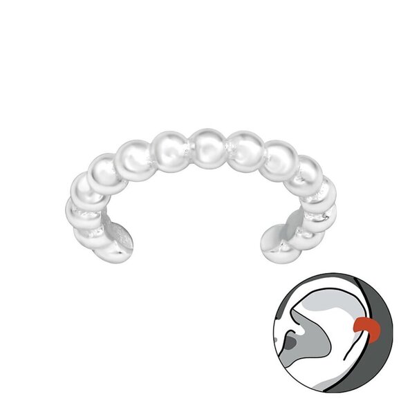 Sterling Silver Beaded Ear Cuff - Picture 1 of 10
